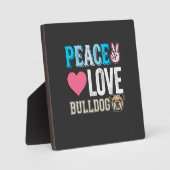 Vrede Liefde Bulldog Vector Fotoplaat (Voorkant)