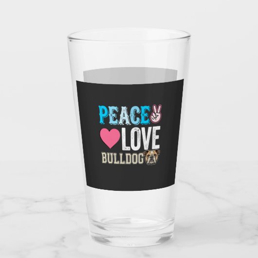 Vrede Liefde Bulldog Vector Glas (Voorkant)