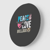Vrede Liefde Bulldog Vector Grote Klok (Hoek)