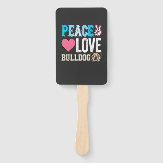 Vrede Liefde Bulldog Vector Handwaaier (Voorkant)