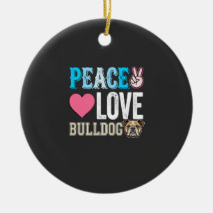 Vrede Liefde Bulldog Vector Keramisch Ornament