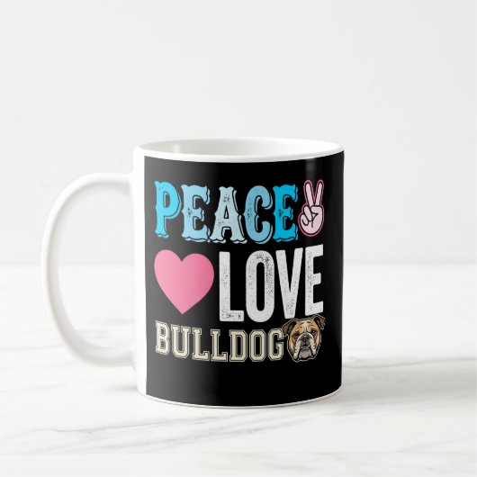 Vrede Liefde Bulldog Vector Koffiemok (Links)