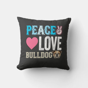 Vrede Liefde Bulldog Vector Kussen