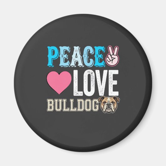 Vrede Liefde Bulldog Vector Magneet (Voorkant)