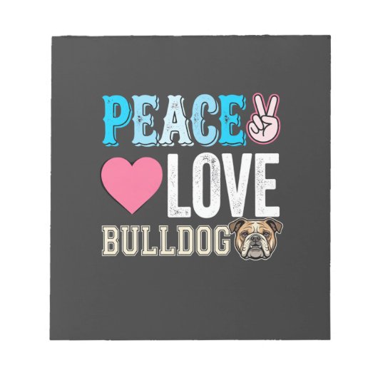 Vrede Liefde Bulldog Vector Notitieblok (Voorkant)