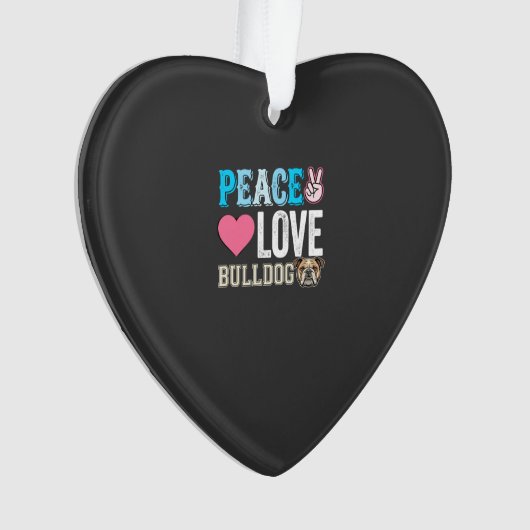 Vrede Liefde Bulldog Vector Ornament (voorkant)