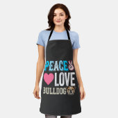 Vrede Liefde Bulldog Vector Schort (Gedragen)