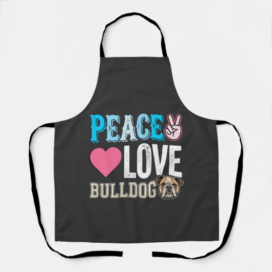 Vrede Liefde Bulldog Vector Schort (Voorkant)