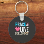 Vrede Liefde Bulldog Vector Sleutelhanger (Voorkant)