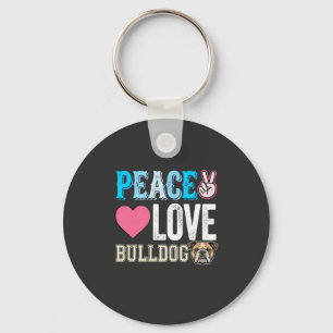 Vrede Liefde Bulldog Vector Sleutelhanger