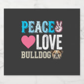 Vrede Liefde Bulldog Vector Sparkling Wijnetiket (Enkel label)