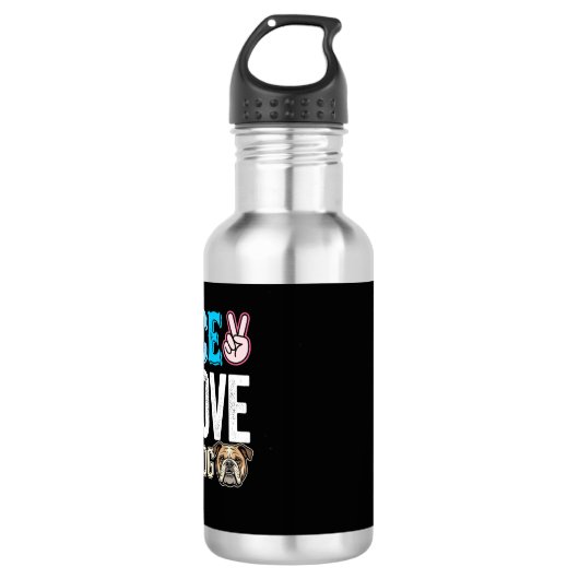 Vrede Liefde Bulldog Vector Waterfles (Voorkant)