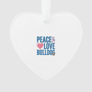 Vrede Liefde Bulldog Vintage Hond Shirt Ontwerp Ornament