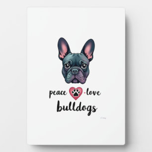 Vrede Liefde Bulldogs Vintage Galaxy Franse Bulldo Fotoplaat