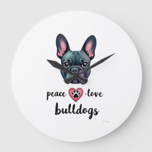 Vrede Liefde Bulldogs Vintage Galaxy Franse Bulldo Grote Klok