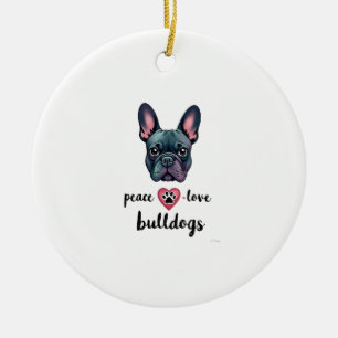 Vrede Liefde Bulldogs Vintage Galaxy Franse Bulldo Keramisch Ornament