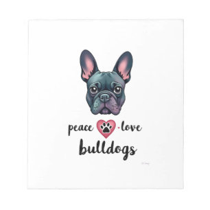 Vrede Liefde Bulldogs Vintage Galaxy Franse Bulldo Notitieblok