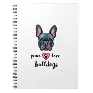 Vrede Liefde Bulldogs Vintage Galaxy Franse Bulldo Notitieboek