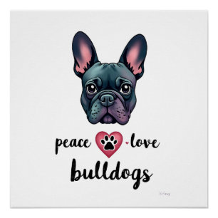 Vrede Liefde Bulldogs Vintage Galaxy Franse Bulldo Perfect Poster