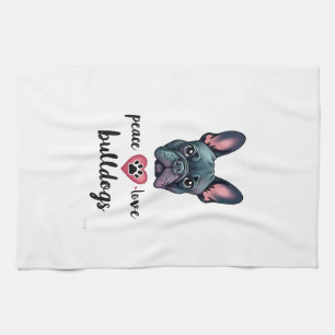 Vrede Liefde Bulldogs Vintage Galaxy Franse Bulldo Theedoek