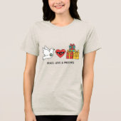 Vrede, Liefde & Cadeaus Kerstmis Tri-Blend Shirt (Voorkant)