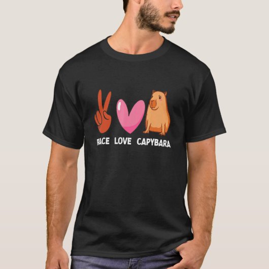 Vrede Liefde Capybara Aquatisch Dier Knaagdier Cap T-shirt (Voorkant)