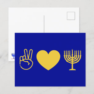 Vrede Liefde & Chanoeka   Gouden versie Briefkaart
