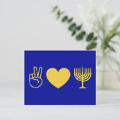 Vrede Liefde & Chanoeka | Gouden versie Briefkaart (Staand voorkant)