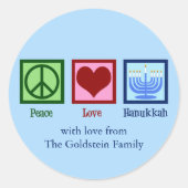 Vrede Liefde Chanoeka Schattige Custom Gift Ronde Sticker (Voorkant)