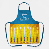 Vrede Liefde Chanoeka Script Geel Menorah Custom Schort (Voorkant)