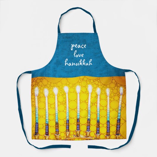 Vrede Liefde Chanoeka Script Geel Menorah Custom Schort (Voorkant)