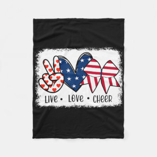Vrede Liefde Cheer USA Vlag 4 Juli Cheerleading Fleece Deken