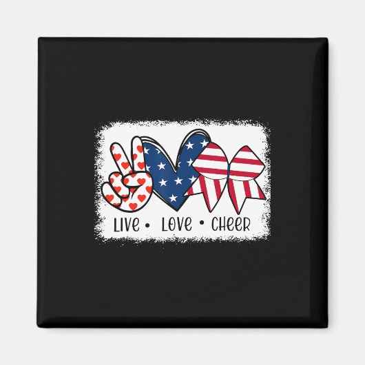 Vrede Liefde Cheer USA Vlag 4 Juli Cheerleading Magneet (Voorkant)