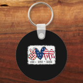 Vrede Liefde Cheer USA Vlag 4 Juli Cheerleading Sleutelhanger (Voorkant)