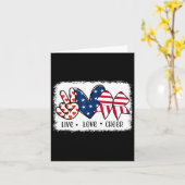 Vrede Liefde Cheer Usa Vlag 4e Juli Cheerleading Kaart (Gele Bloem)