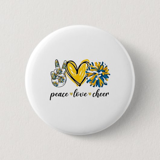 Vrede Liefde Cheerleading Blauw Geel  Ronde Button 5,7 Cm (Voorkant)