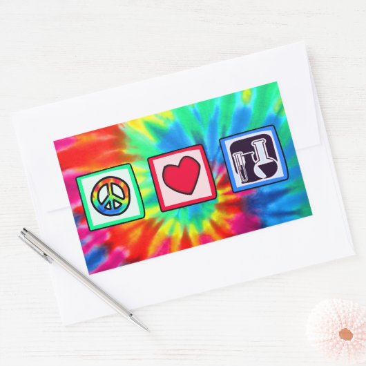Vrede, liefde, chemie rechthoekige sticker (Envelop)