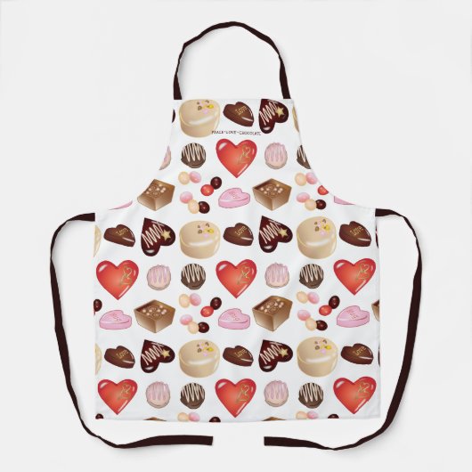 Vrede Liefde Chocolade Snoep Hart Schort (Voorkant)