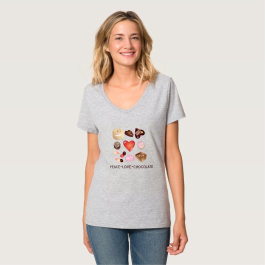 Vrede Liefde Chocolade Snoep Hart T-shirt (Voorkant volledig)
