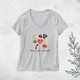 Vrede Liefde Chocolade Snoep Hart T-shirt