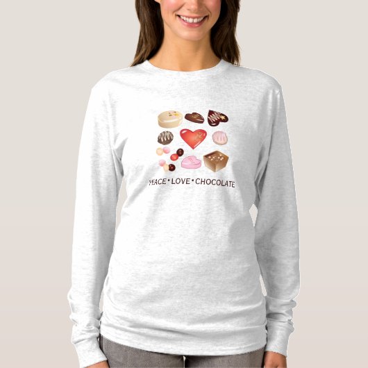 Vrede Liefde Chocolade Snoep Hart T-shirt (Voorkant)