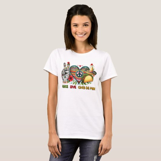 Vrede Liefde Cinco De Mayo Shirt (Voorkant volledig)
