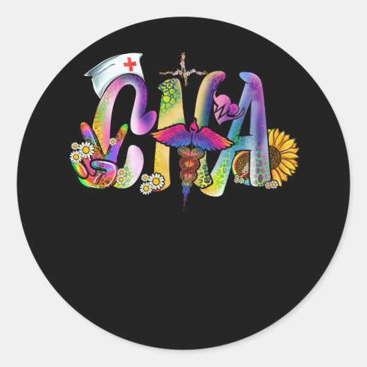 Vrede Liefde CNA Verpleegkundige Verpleegkundig As Ronde Sticker (Voorkant)