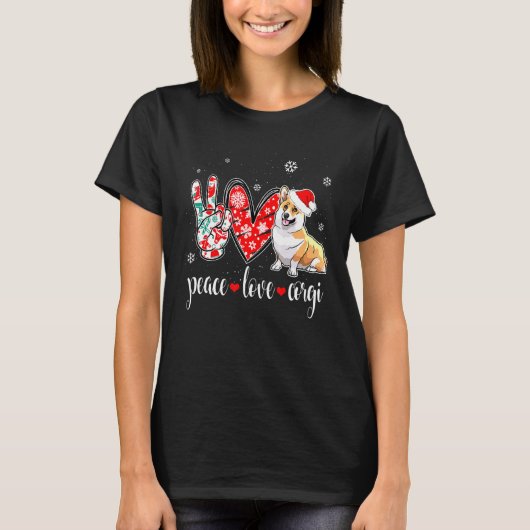 Vrede Liefde Corgi Hond T-shirt (Voorkant)