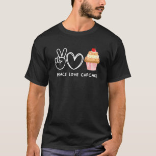 Vrede Liefde Cupcake Retro Cupcake Snoepjes T-shirt
