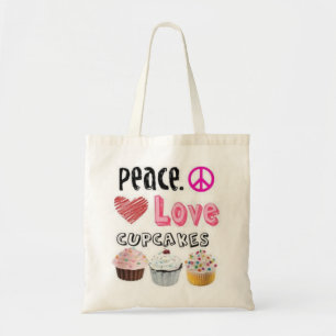 Vrede, Liefde, Cupcakes Canvas tas