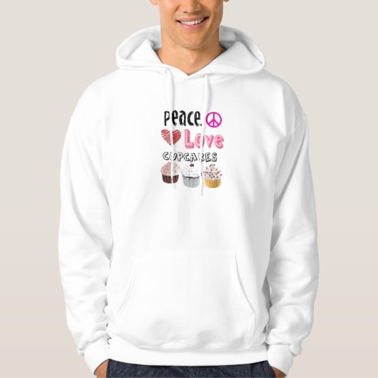 Vrede, liefde, cupcakes hoodie (Voorkant)