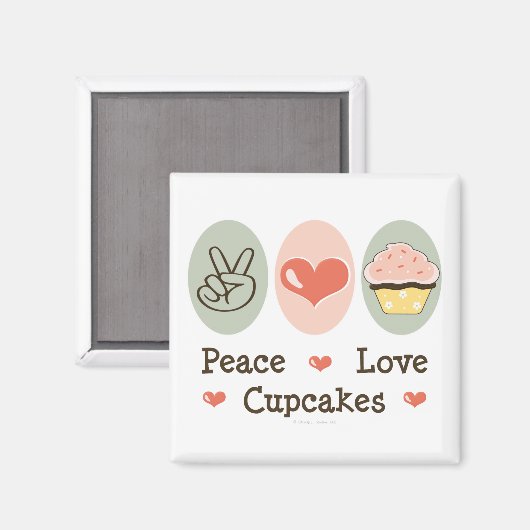 Vrede Liefde Cupcakes Magnet (Voorkant / Achterkant)