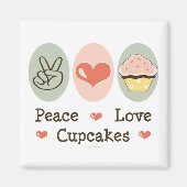 Vrede Liefde Cupcakes Magnet (Voorkant)