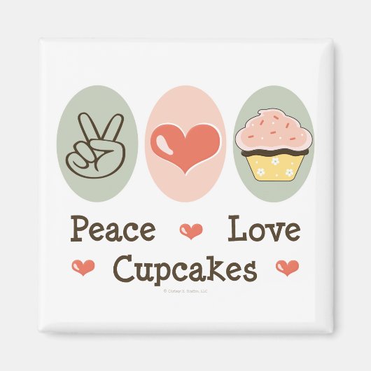 Vrede Liefde Cupcakes Magnet (Voorkant)